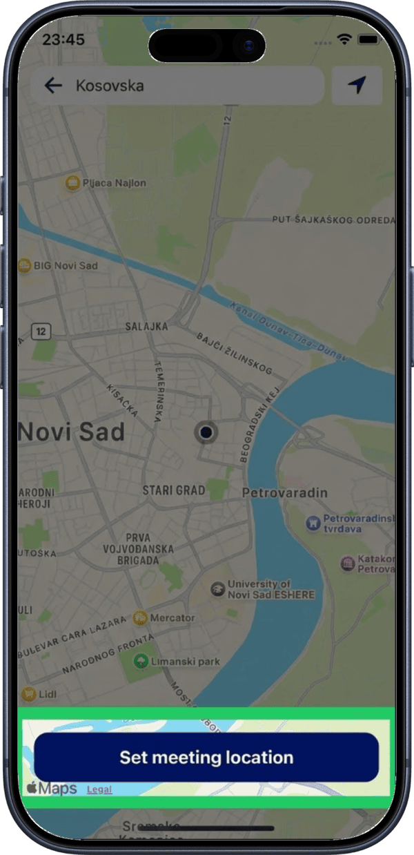 Tap set meeting location